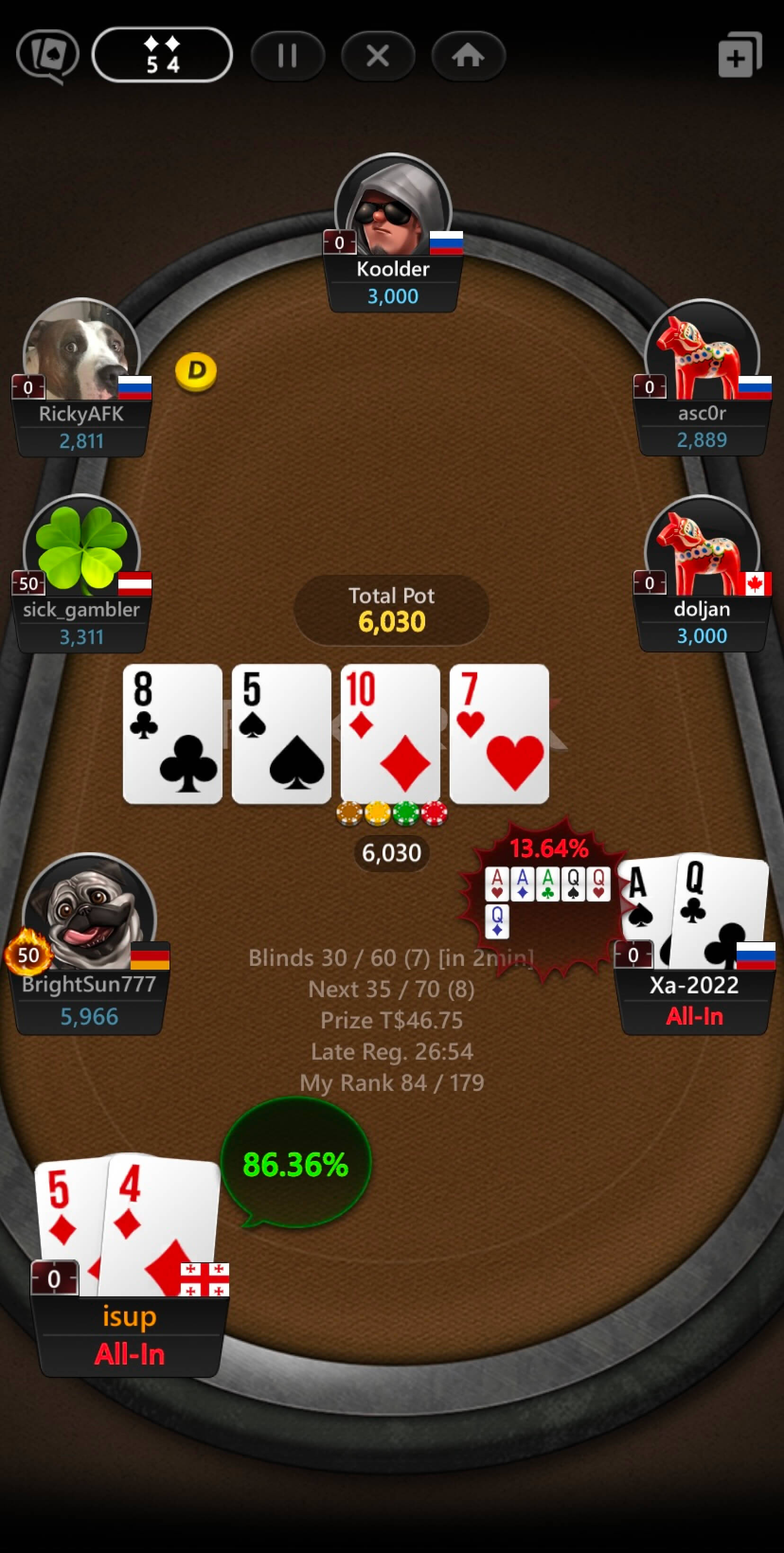 Интерфейс приложения ПокерОК (GGpokerOK, PokerOK, ГГ) на устройствах Android и iOS